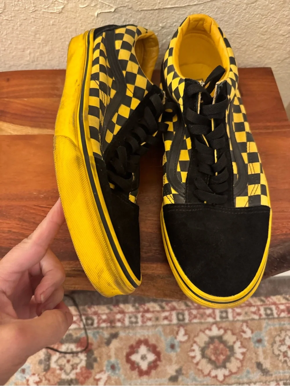 Vans Men's Black & Yellow Checkerboard Skate Sneakers